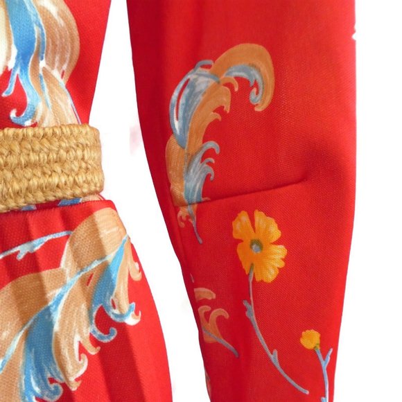 Vintage 60s 70s Sears Shirt Western Dress Cowl Neck Pleated Peak Yoke Belt M L - Picture 8 of 10